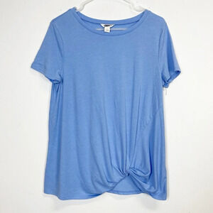Caslon Shirt Womens Medium Blue Short Sleeve Knot Tee Round Neck